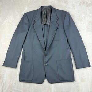 Vintage MANI Blazer Men 43L Stone Blue Virgin Wool Italy Made Preppy Sport Coat